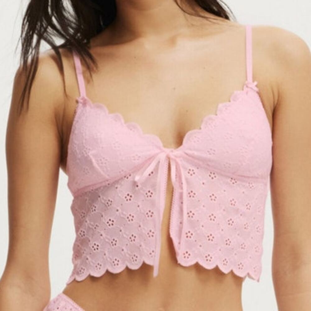 Cotton On Pink Lace Up Bralette Top size M - Picture 1 of 9